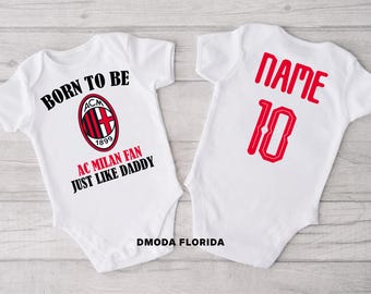 カスタマイズBorn To Be FCミランベビーボディスーツ、FCミランファン、彼へのギフト、ベビーシャワーギフト、彼女へのギフト、誕生日ギフト、クリスマス