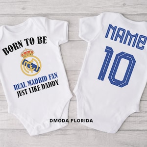 Customize Born To Be Real Madrid Baby Bodysuit, Real Madrid Fan, Hala Madrid , Gift For Him, Baby Shower Gift , Gift For Her, Birthday Gift,