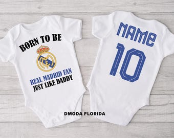 Customize Born To Be Real Madrid Baby Bodysuit, Real Madrid Fan, Hala Madrid , Gift For Him, Baby Shower Gift , Gift For Her, Birthday Gift,
