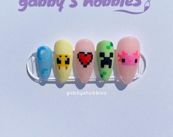 Pastel Game Pixel nails