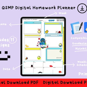 QSMP Digital Homework Planner Digital Download Printable