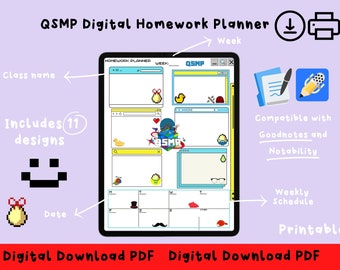 QSMP Digital Homework Planner Digital Download Printable