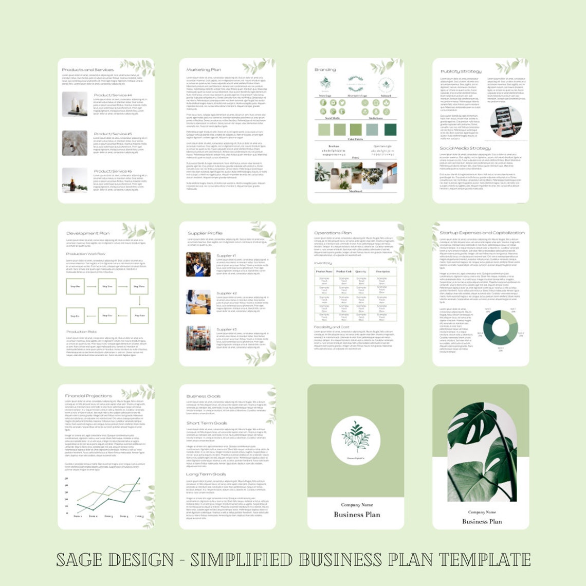 Simplified Business Plan Template Sage Design Small Etsy