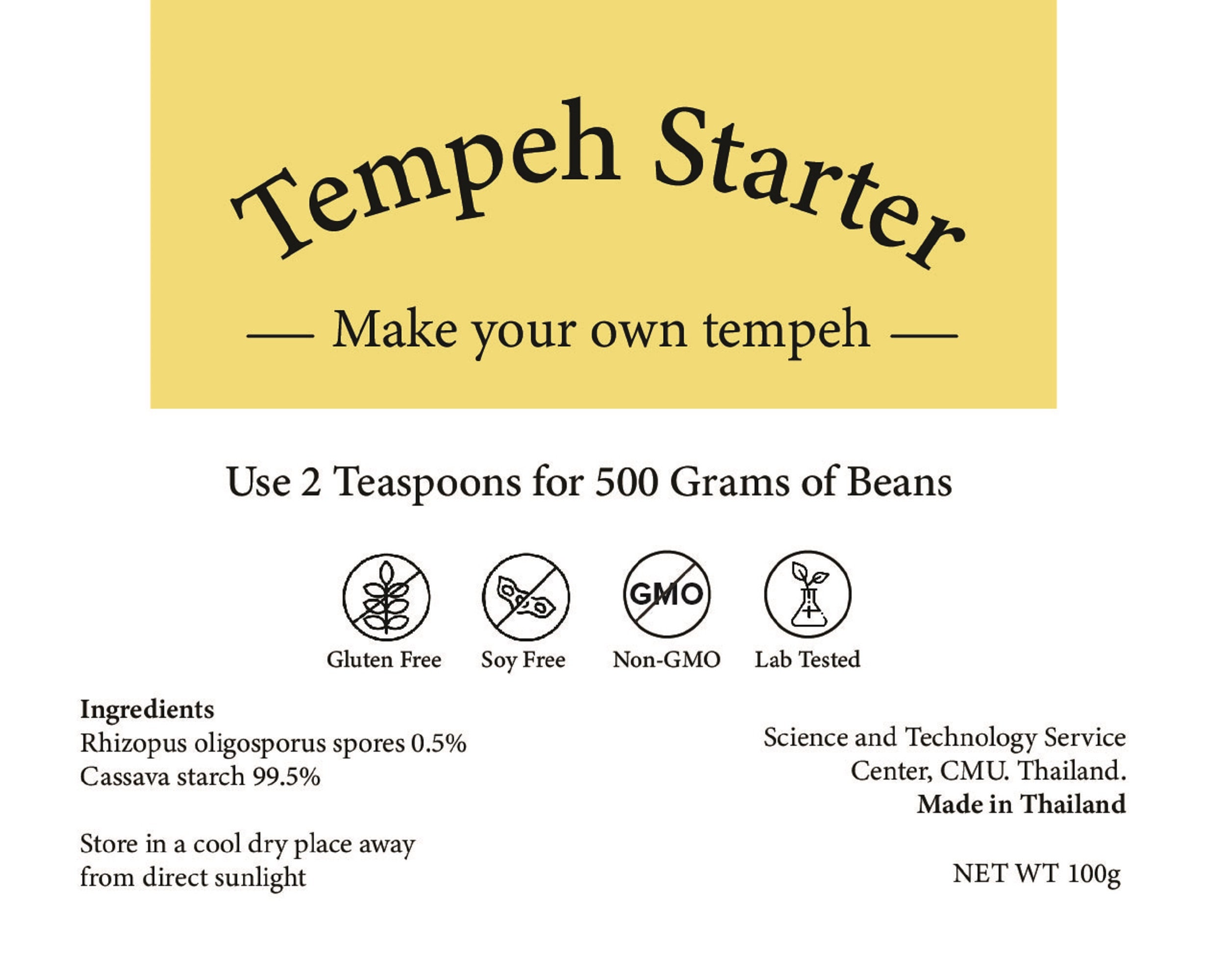 100g Tempeh Starter Tempeh Culture Rhizopus Oligosporus Etsy