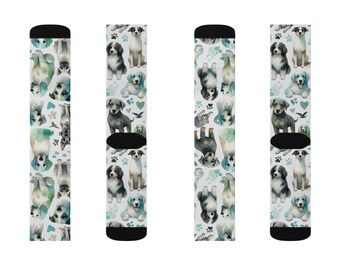 Custom Pet Socks, All Over Print Pet Socks, Cute Water Color Dog Socks, Custom Pet Socks, Soft Socks, Pet Lover Gift, Personalized Dog