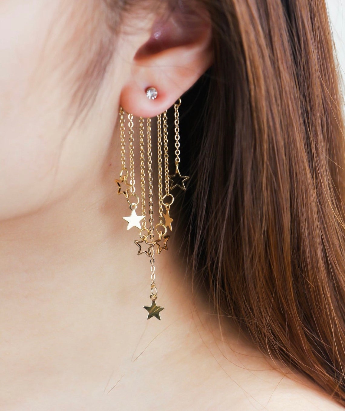 Star Ear Jacket Earrings Dangle Earrings Ear Climber Korean Etsy