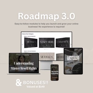 Può includere: Roadmap 3.0: Un corso di marketing di prodotti digitali con moduli sulla creazione di una base, l'automazione e la creazione di prodotti digitali. Include bonus del valore di $ 149.
