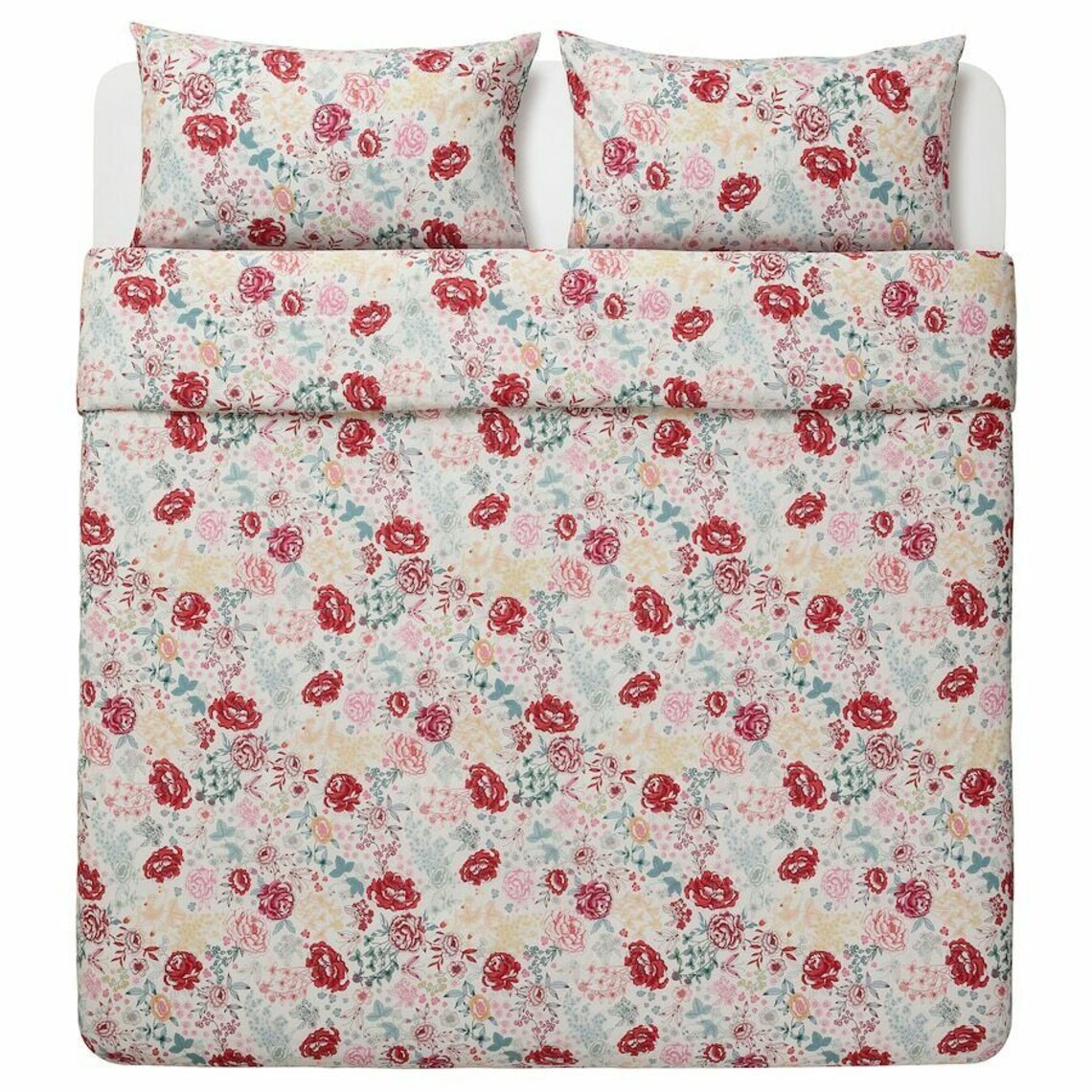 Ikea Lundslok Floral Quilt Duvet Cover & Pillowcases Set 100 Etsy