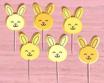 Bunny Cupcake Toppers: Layered Bunnies Party Decorations - Sets of 6
