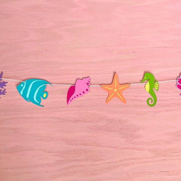 Under the Sea Banner, Garland, Bunting, Mermaid, Aquatic, Ocean, Sea Shell Themed, Party Decoration, Birthday, Decor