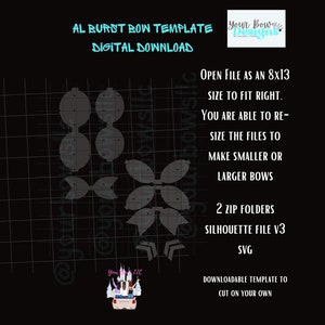 Burst Bow Template Digital Download Cheer Bow Template Download: Cheer bow rhinestone template. Cheer Bow Rhinestone Download, Dolly Bow SVG