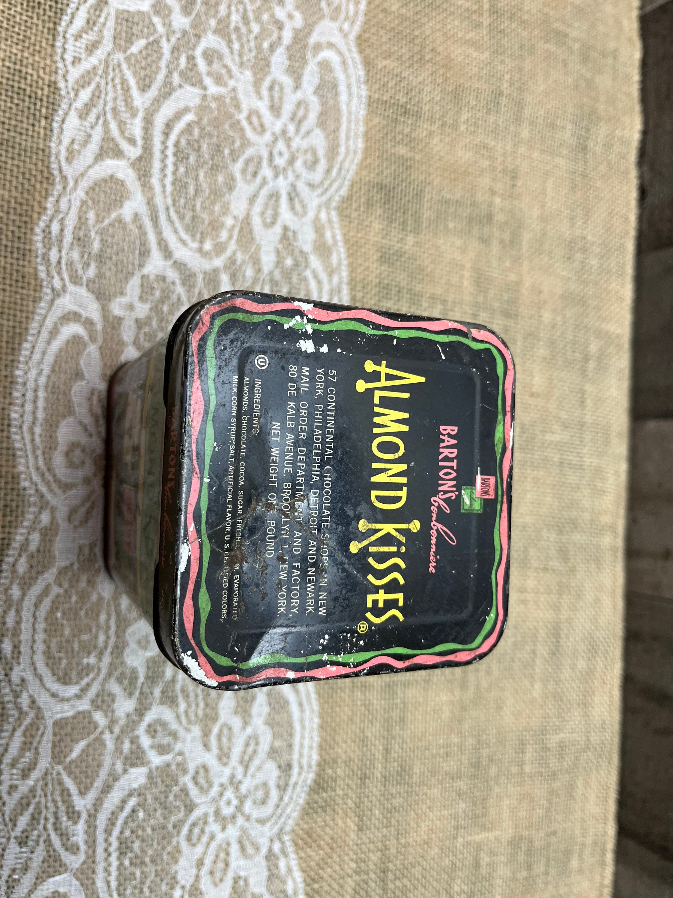 Vintage Bartons Candy Tin Metal Box Almond Kisses Etsy