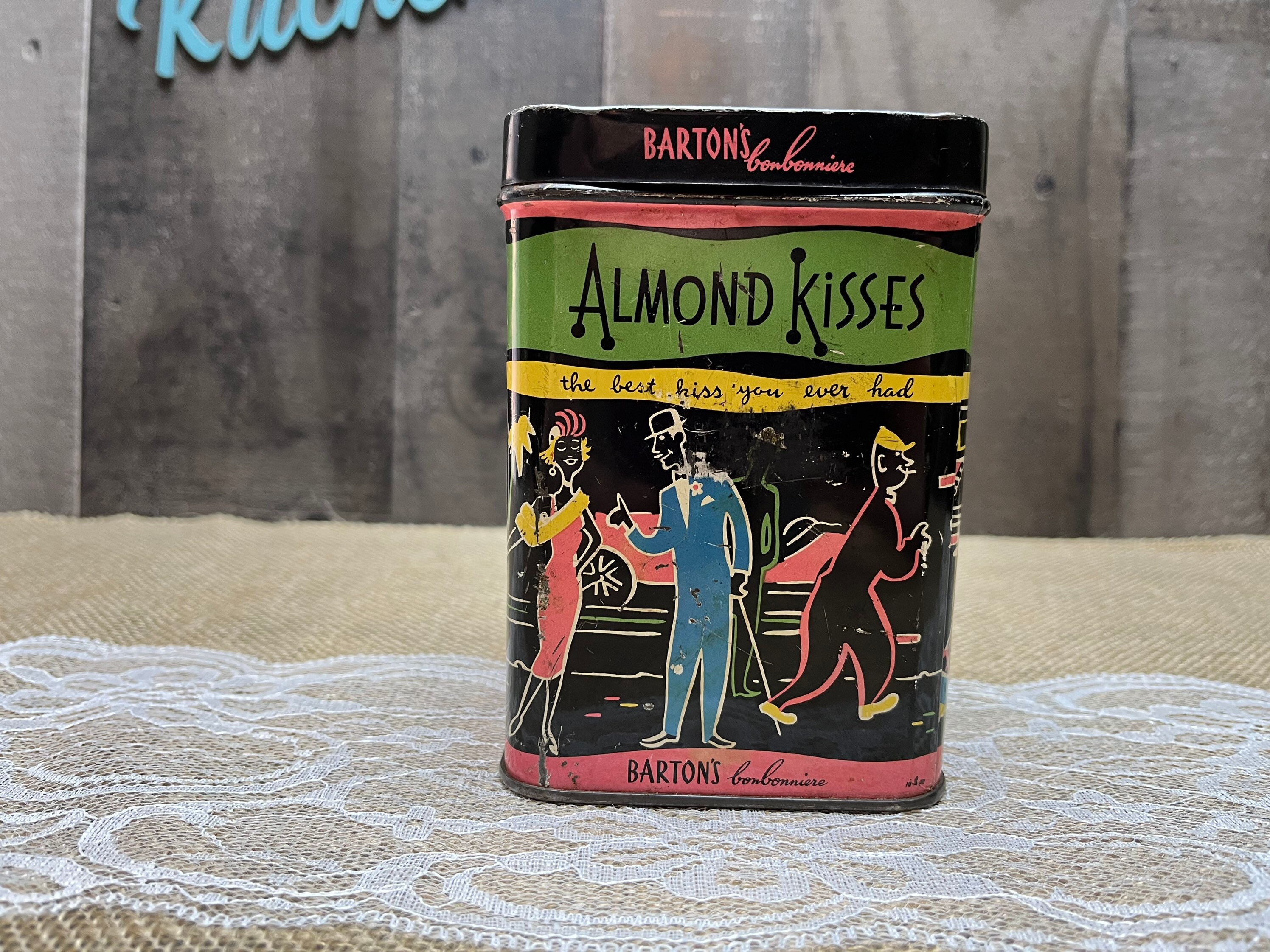 Vintage Bartons Candy Tin Metal Box Almond Kisses Etsy