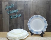 Set of 12 Macbeth Evans Monax American Sweetheart White Opalescent Plates Vintage