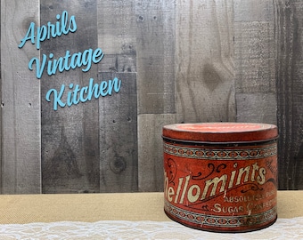 Mellomints Pure Sugar Confection Candy Store Display Tin Can Vintage 5 Pound Satin Finish