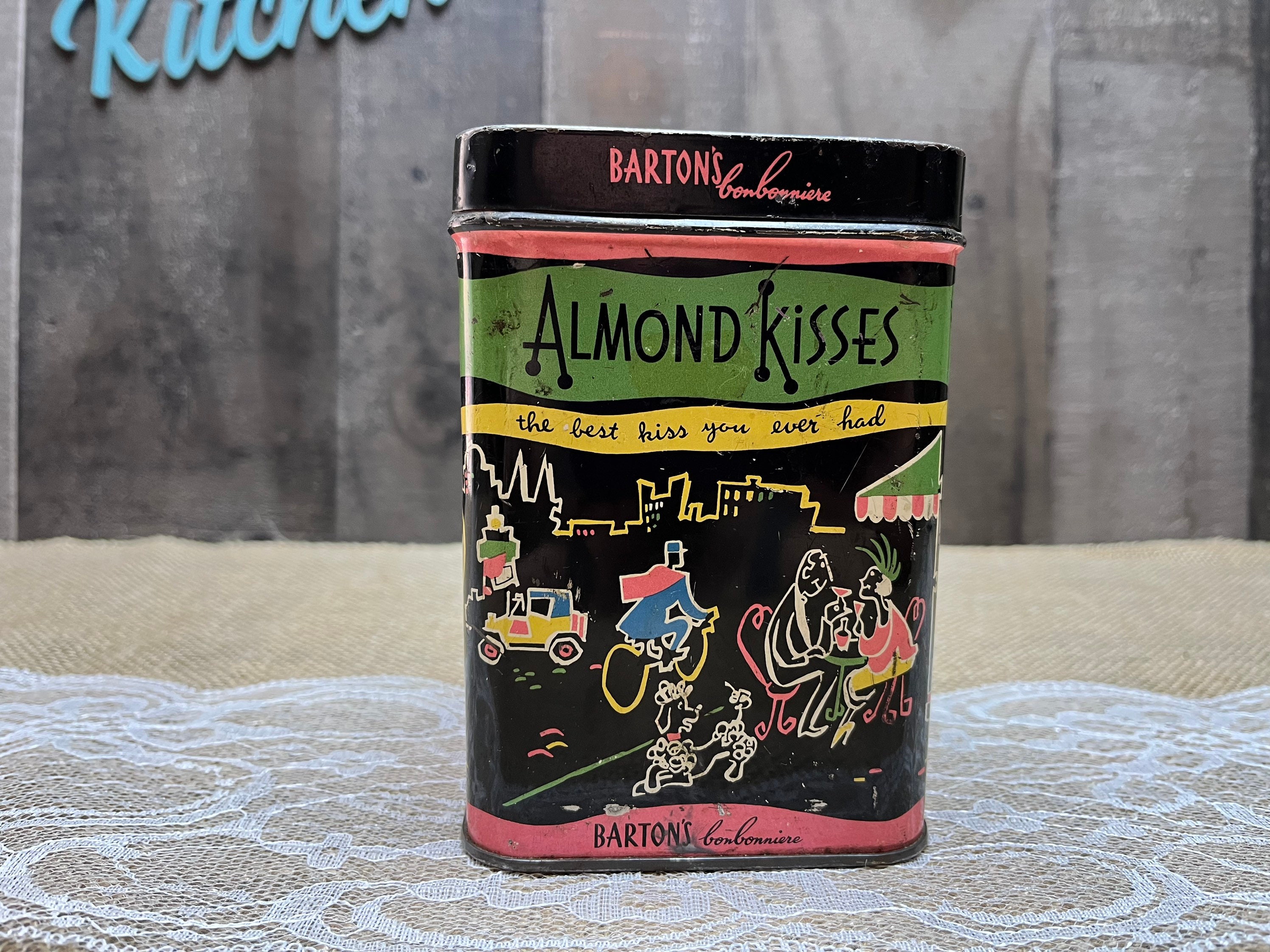 Vintage Bartons Candy Tin Metal Box Almond Kisses Etsy