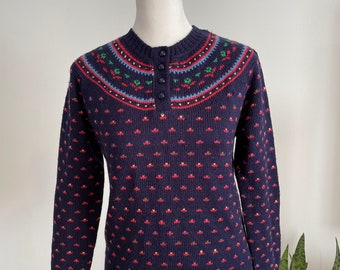 Vintage 80s Nordic Style Print Sweater