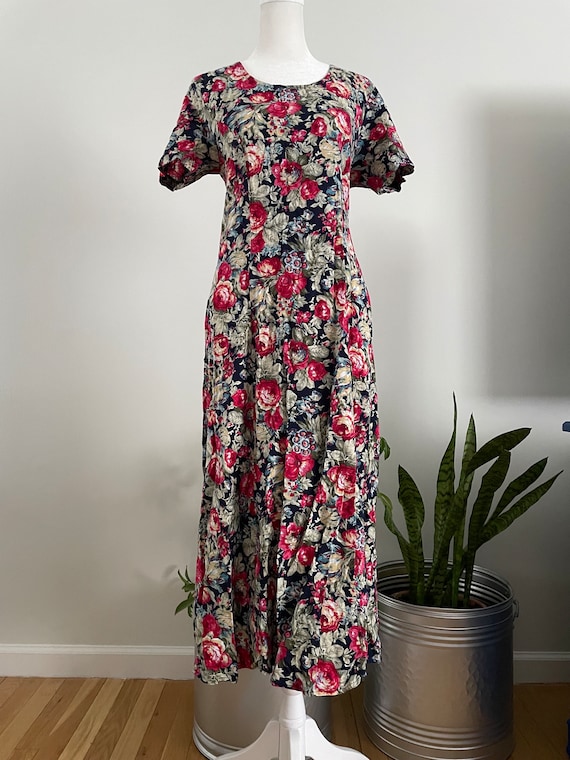 Vintage 90s California Gold Rush Floral Print Dress - Etsy