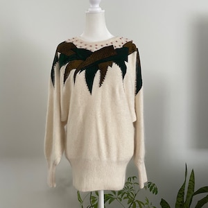 Vintage 80s Cedar’s Sweater with Leather Patches & Beads Detail