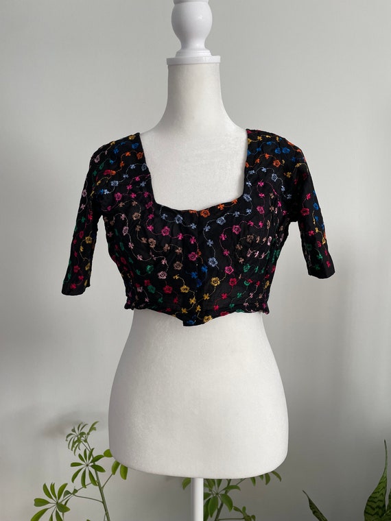 Vintage 60s/70s Handmade Embroidered Hippie Crop … - image 2