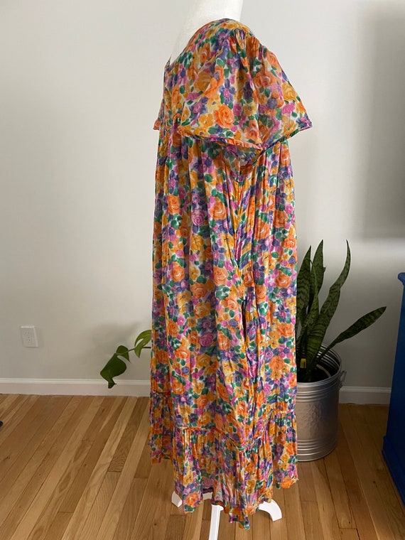 Vintage 80s/90s Colorful Floral Print Maxi Dress - image 6