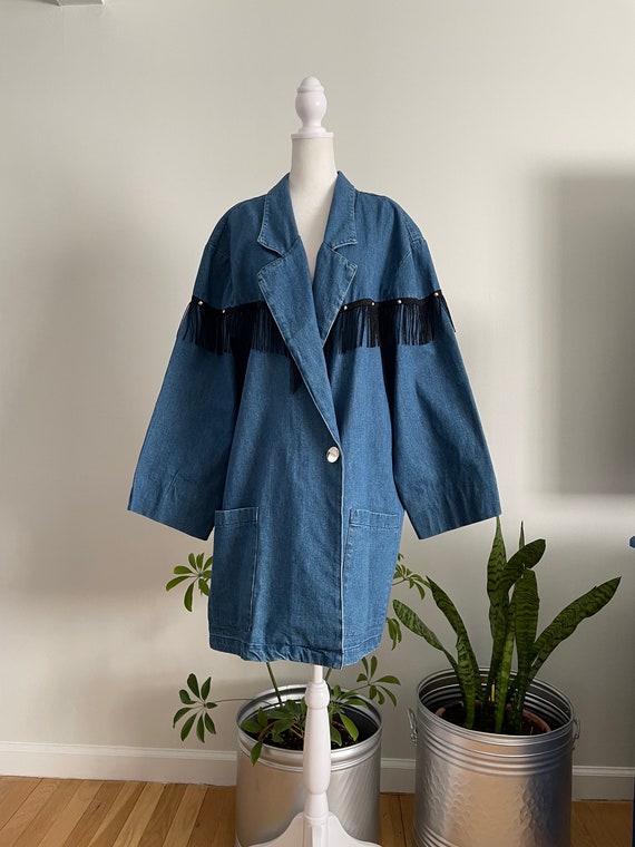 Vintage 80s Bonjour Western Cowboy Chambray Jacke… - image 1