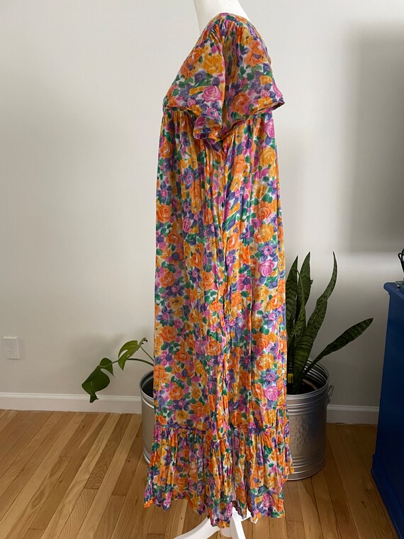 Vintage 80s/90s Colorful Floral Print Maxi Dress - image 5