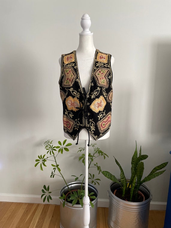 Vintage 90s Carol Horn Workshop Embroidered Vest