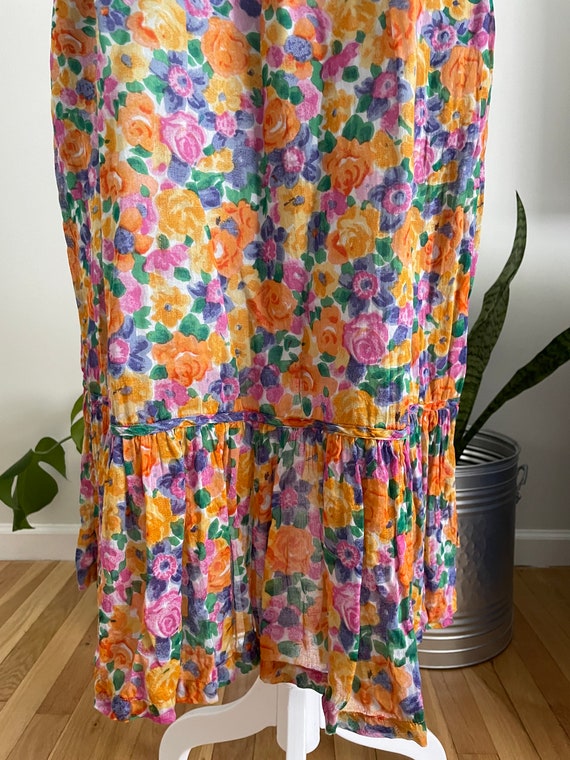 Vintage 80s/90s Colorful Floral Print Maxi Dress - image 9