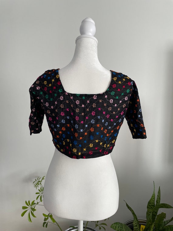 Vintage 60s/70s Handmade Embroidered Hippie Crop … - image 6