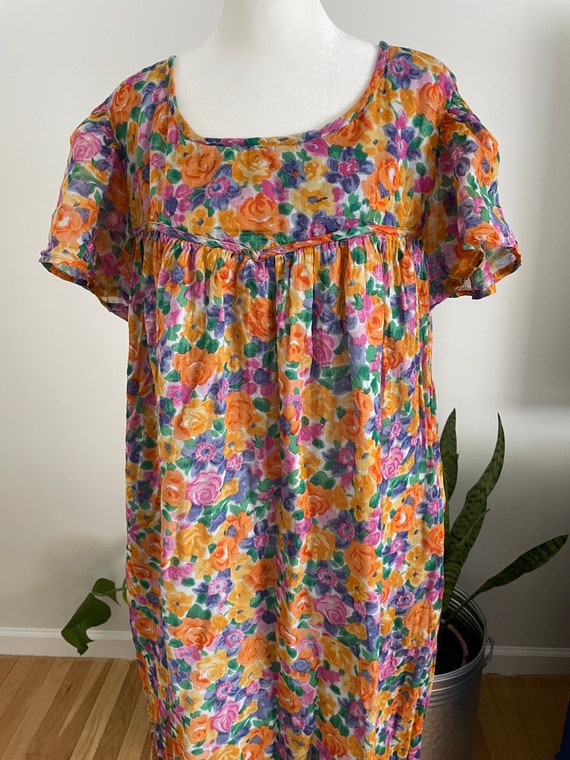 Vintage 80s/90s Colorful Floral Print Maxi Dress - image 3