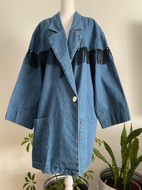 Vintage 80s Bonjour Western Cowboy Chambray Jacke… - image 2