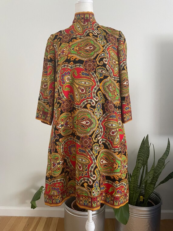 Vintage 60s Junior Accent by Frank Adams Paisley Print Dress