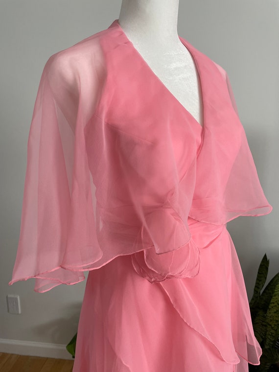 Vintage 70s Chiffon Ruffles Maxi Party Dress - image 8