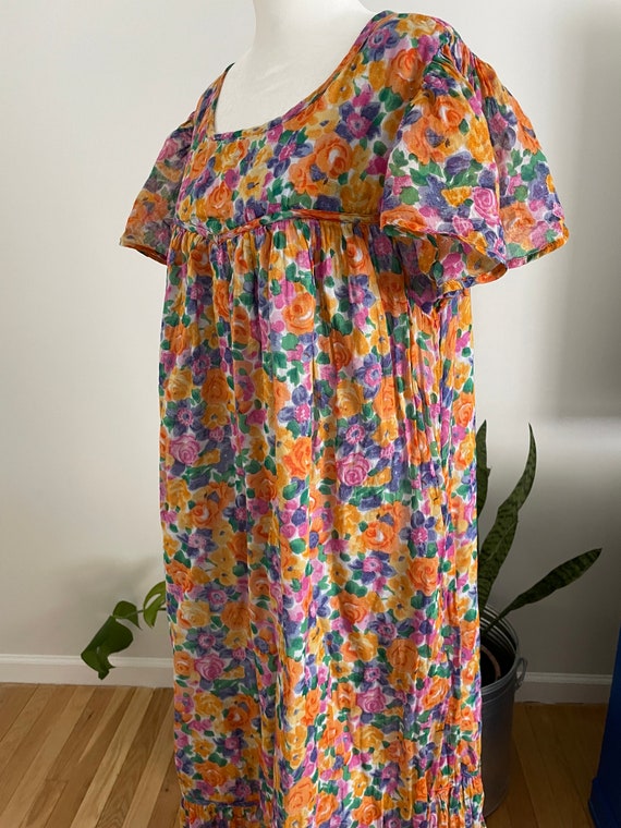 Vintage 80s/90s Colorful Floral Print Maxi Dress - image 8