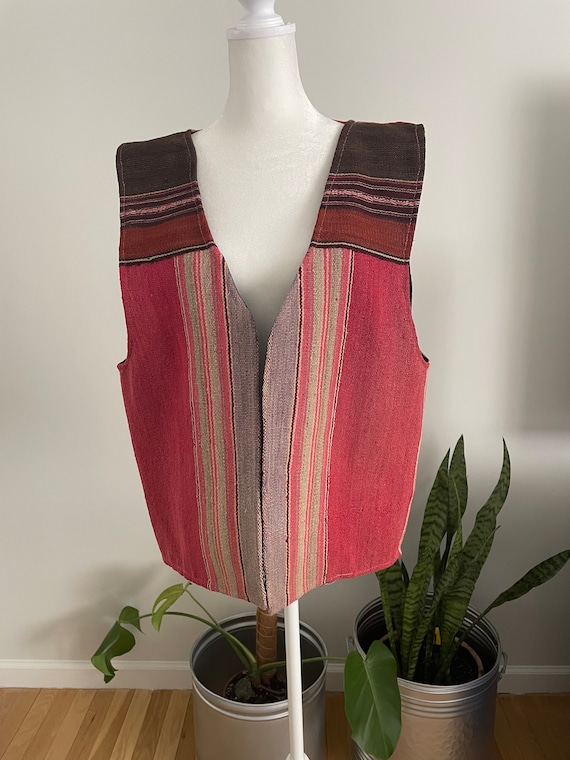 Vintage Striped Kilim Rug Vest