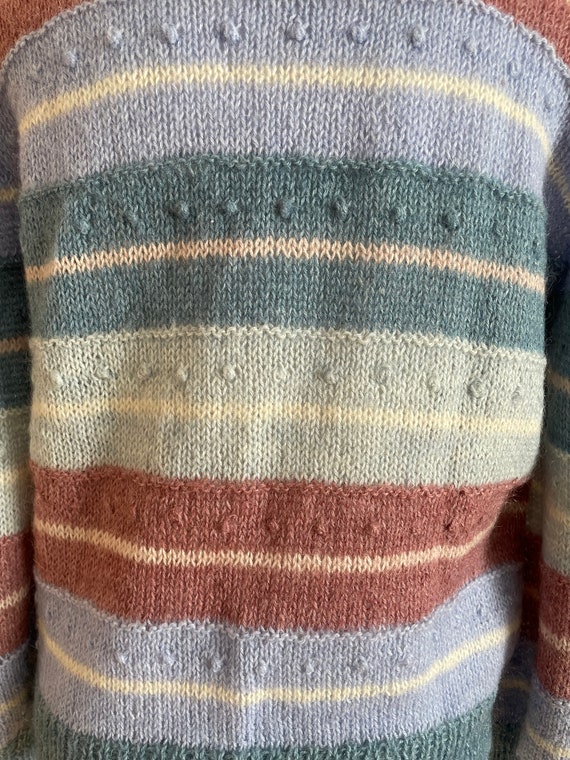 Vintage 70s/80s Hand Knit Striped Popcorn Sweater - image 7