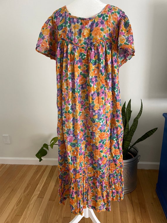 Vintage 80s/90s Colorful Floral Print Maxi Dress - image 7