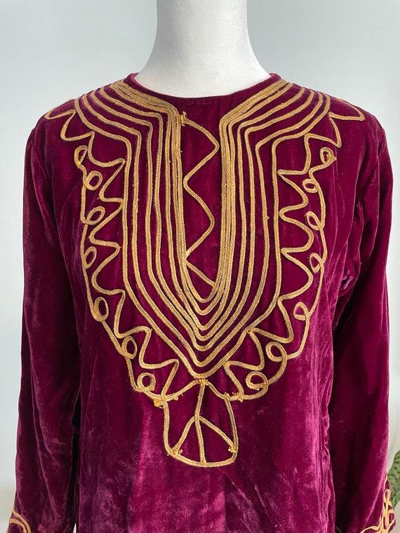 Vintage 60s Velvet Embroidered Caftan - image 7