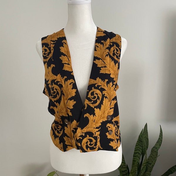 Vintage 90s Versace style/Baroque Print Vest