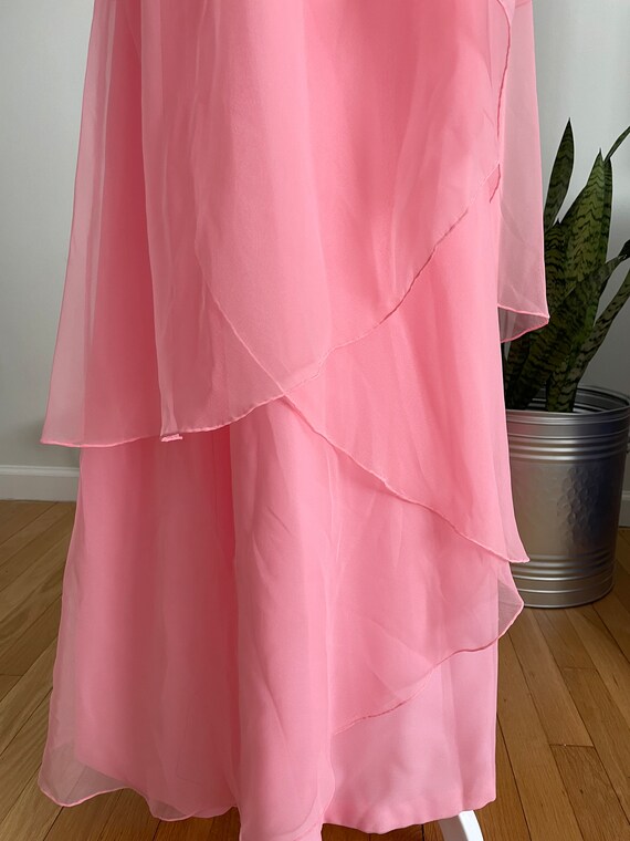 Vintage 70s Chiffon Ruffles Maxi Party Dress - image 10