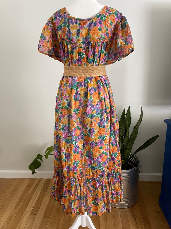 Vintage 80s/90s Colorful Floral Print Maxi Dress - image 2