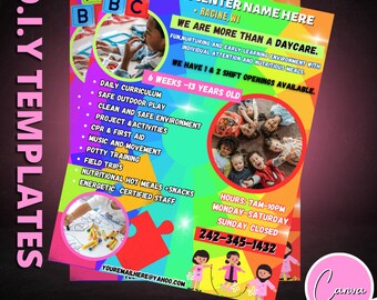 Child care Flyer Template, baby sitting, playtime theme, daycare poster, play centre, editable on CANVA, Start A Daycare