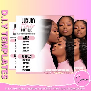 DIY Hair Price List Flyer, Hair Price List Flyer Template, Hair Extension Flyer, Hair Pricing Flyer, Hair Bundle Price List, Bundle Deals