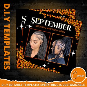 Editable September Booking Flyer Bundle Template - DIY Hair Lash Makeup Nail Appointments Available Flyer - Social Media Book Now Flyer
