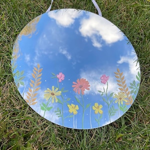 12" Hand Painted Flower Mirror