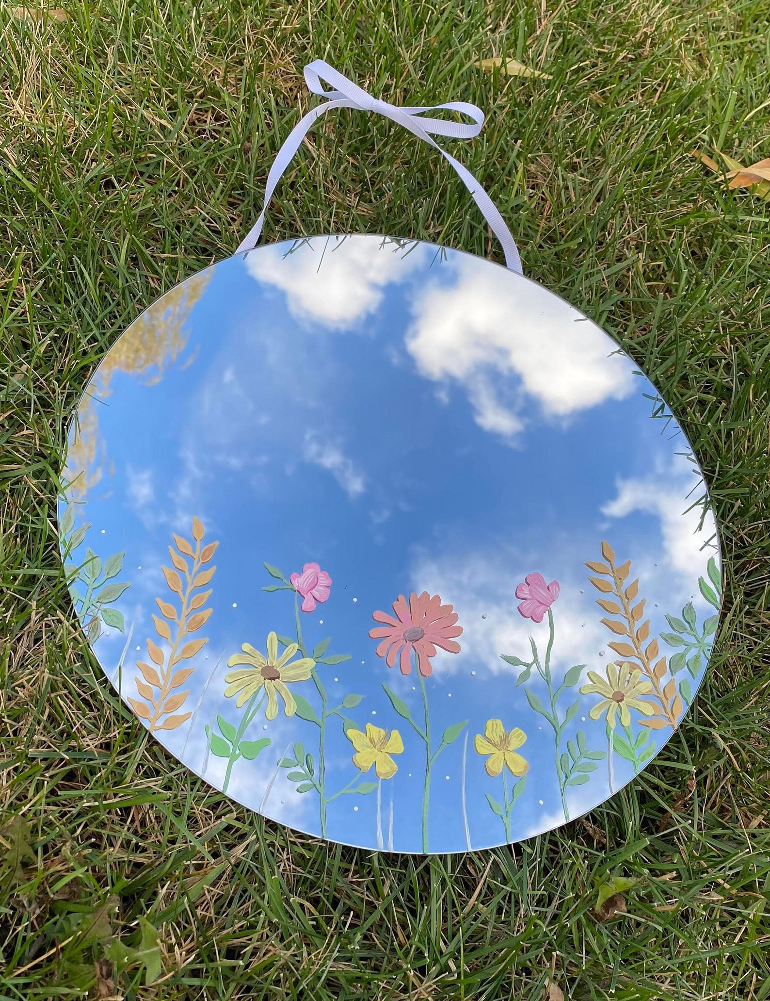12 Hand Painted Flower Mirror Etsy