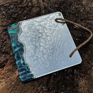 HAND PAINTED Square Wave Mirror - FREE Shipping