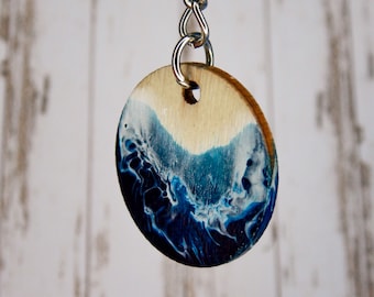 Hand Painted Wave Keychain