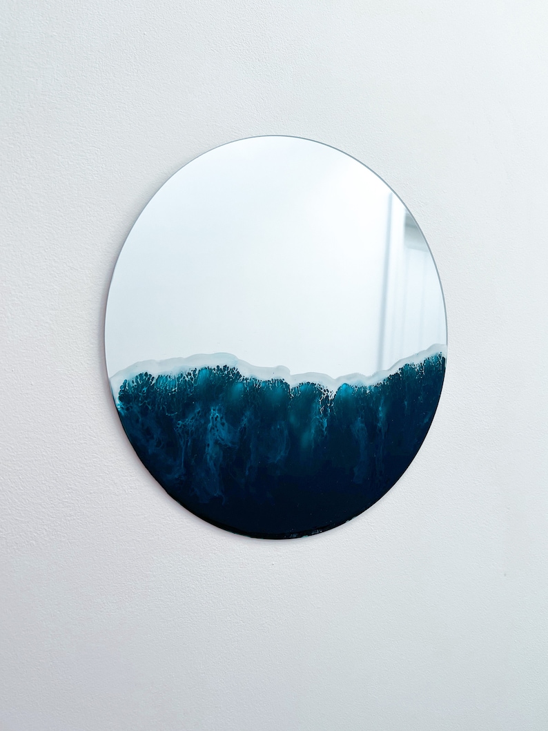 HAND PAINTED Wave Mirror FREE Shipping image 1